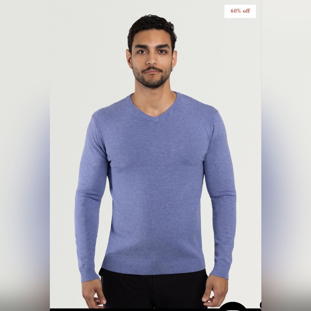 X ray Jeans V-Neck Sweater, Men's Size 2XL, Heather Blue, Long Sleeve. NWT